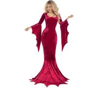 YOSICIL Costume Halloween Donna Gotico Sexy Adulto Halloween pipistrello strega fantasma abito sposa gotico strega vampiro trucco ballo vestito Carnevale Cosplay Feste，rosso，L