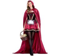 YOSICIL Costume Halloween Lungo Cappotto Cappuccetto Rosso Reale Abito da Cosplay gioco di ruolo per adulti Vestiti e mantelli Regali di Natale e Carnevale,S