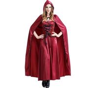 YOSICIL Costumi di Halloween Cappelletto Rosso Costumi Sistema per adulti seduce la donna giocare a ruolo Vampiro Principessa Vestito lungo Scalpe Regalo di Natale e Carnevale,M