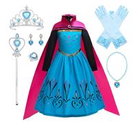 YOSICIL Principessa ELSA costume da incoronazione per bambine Abito da principessa Anna con corona e bacchetta magica costume per festa di carnevale matrimonio Natale,Blu 110
