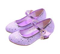 YOSICIL Principessa Scarpe Bambina Festive Scarpe col Tacco da Principessa Cosplay Scarpe da Sera per Bambine Dress Up Cerimonia Festa Scarpe Eleganti,Viola,27EU