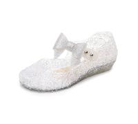 YOSICIL Scarpe da Principessa in Cristallo Bambina Scarpe da Principessa Elsa Scarpe per Carnevale Natale Halloween Cosplay Ballerine da Bambine e Ragazze per Partito e Carnevale,Bianco,27