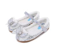YOSICIL Scarpe Principessa Invernali Bambine e Ragazze Scarponcini Pelle Bambina Caldo Frozen Partito Paillettes da Ragazza Antiscivolo Pantofole Peluche Ragazze,Argento,EU35