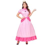 YOSICIL Vestito da Principessa Peach per donna Super Mario Abito Ragazza con set di Accessori per Halloween Carnevale Festa Compleanno Fancy Dress,M