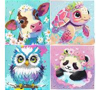 yosiio Diamond Painting Bambina Kit, 5D Diamond Painting Kit, 4pcs DIY Diamante Painting Kit Completo Animale Pittura, Craft Arts Regalo per Bambini Adulti Decorazione Parete di Casa Ufficio Natale