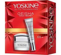 Yoskine Geisha Gold Secret Set: crema giorno e notte 65+ e crema per gli occhi. Appositamente progettato per la pelle matura, offre una cura intensiva e un effetto anti-invecchiamento per una pelle