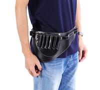 Yosoo Fondine in PU Pelle Borsa Utensili per Forbici e Accessori da Barbiere Parrucchiere Professionale Porta Forbici, Passanti per Cintura - Nero