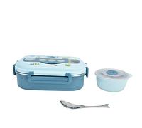 Yosoo Health Gear Box a Prova di Perdite di capacità, Contenitori per il Pranzo Contenitore per Snack in Acciaio Inossidabile per Bambini Bambini Adulti, Porro in Metallo con 3 Scomparti per il (BLUE)