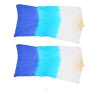 Yosoo Health Gear Fan di Danza del Ventre, 2 Pezzi da 1,5 M di Ventola di Danza del Ciano Bianco Tricolor, Oggetti di Performance Yangko Leggeri Yangko