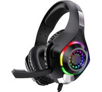 Yosoo Health Gear KOTION EACH GS410 Cuffie da Gioco, Cuffie da Gioco per PC Cablate da 3,5 Mm con Driver da 40 Mm, Microfono con Cancellazione del Rumore, Padiglioni LED, Sopra l'orecchio per (BLACK)