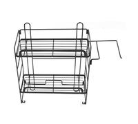 Yosoo Health Gear Mensole per WC, Scaffale per Bagno in Ferro da Parete con Griglia Pieghevole a 2 Strati e Ganci, 32 X 15 X 39 Cm, Organizzatore Salvaspazio per WC Piccolo (BLACK)