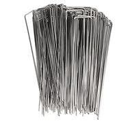 Yosoo Health Gear Picchetti da Giardino a Forma di U da 100 Pezzi, Picchetti da Giardinaggio, Graffette in Acciaio Zincato 4x10 Cm per Tessuto Barriera Contro le Erbacce, Artificiale, (Rugosità 3
