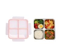 Yosoo Health Gear Portapranzo in Acciaio Inossidabile 304, Contenitore per Alimenti Diviso in 4 Scomparti, per Picnic in Ufficio (rosso)