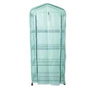 Yosoo Health Gear Serra con Copertura in PE, 4 Ripiani con Ruote Girevoli a 360°, Porta con Cerniera Resistente Al Gelo, per Piccole Piante per Interni Ed Esterni (GREEN)