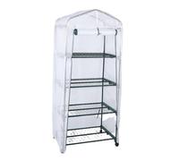 Yosoo Health Gear Serra con Copertura in PE, 4 Ripiani con Ruote Girevoli a 360°, Porta con Cerniera Resistente Al Gelo, per Piccole Piante per Interni Ed Esterni (WHITE)