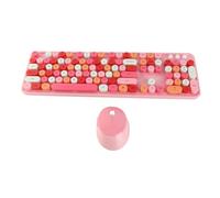 Yosoo Health Gear Set Tastiera e Mouse Wireless, Tastiera e Mouse per Computer Desktop da 2,4 GHz, 104 Tasti (Tema rosa)