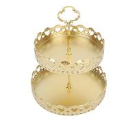 Yosoo Health Gear Vassoio di Frutta a più Livelli, Servizio in Metallo a 2 Livelli di Grande capacità di Grande capacità per gli Antipasti per Snack per Dessert (cuore d'oro)