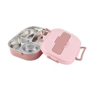 Yosoo Health Gearbcw3ok0xiq-13 - Contenitore per il pranzo a 4 scomparti, in acciaio inox, a tenuta stagna, portatile, per alimenti, con coperchio contenente cucchiai e bacchette (Yosoo Health
