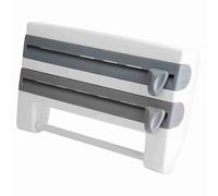 Yosoo Porta Pellicola Trasparente da, Organizer da Parete con Taglierino per Pellicola Trasparente e, Pratica Soluzione per Riporre la Casalinga 39 X 10 X 24 Cm (Bianco grigio)