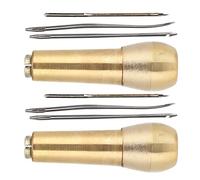 Yosoo Punteruolo da Cucito in Pelle, Selezione Versatile di Aghi, Struttura in Rame, Design Ergonomico, Aspetto Elegante, Set Completo di Strumenti con 6 Aghi, per Riparazione di Pelle e Tela