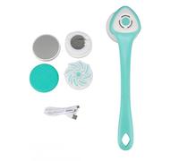 Yosoo Spazzola Elettrica Automatica Doccia Senza Filo, Set con 3 Velocità Ricaricabile e Manico Lungo, 5 Testine per Pulizia della Schiena e Massaggio (GREEN)