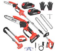 Yospinber 2 in 1 Potatore Telescopico, Sega ad Asta a Batteria con 2 batterie da 1500 mAh, Sega Potatrice Elettrica, Velocità Catena 3 m/s, ideale per rami e arbusti di piccole dimensioni