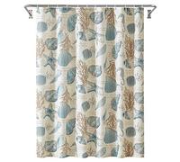 YOSTEV Tenda da doccia in tessuto con stelle marine e conchiglie color avorio con ganci, stampa 3D unica, accessori decorativi per il bagno, impermeabile, occhielli in metallo rinforzato, 180 x 180 cm