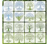 Yosugar Stencil di Pittura,16 Pezzi a forma di albero della vita Stencil,Riutilizzabili Motivo Stencils, Disegno Pittura Stencil Set, per per pareti,Tegola,Tela,Pavimento,Rocce e Legno