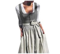YOSUWOAI Abito da donna midi in stile dirndl, lungo, disponibile in taglie forti, con camicetta, vintage, elegante, outfit per feste, cocktail, serate, costume per l’Oktoberfest, Z07 nero., XXL