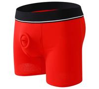 YOSUWOAI Boxer sexy da uomo, biancheria intima aperta sul davanti, con anello per pene erotico, in cotone, comodi slip traspiranti, a vita alta, O rosso., XXL