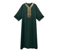 YOSUWOAI Caftano da uomo musulmano, abbigliamento da preghiera elegante e tradizionale, abaya Thobe, vestibilità larga, abito etnico a mezza manica per Ramadan, abito musulmano, tunica araba islamica