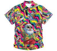 YOSUWOAI Camicia da uomo a maniche corte boho hawaiana, casual, per feste, carnevale, festival, club, a maniche corte, hip hop, per il tempo libero, casual, da spiaggia, P rosso., S