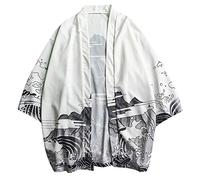 YOSUWOAI Camicia per il tempo libero da uomo, con drago cinese, con stampa, abito taoista, vestibilità larga, traspirante, a maniche lunghe, da uomo, per attività all'aria aperta, alla moda, O