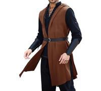 YOSUWOAI Cavaliere medievale tunica gotica crociata del tempio LARP cospaly rinascimentale vittoriano Halloween feste costume senza maniche camicia medievale con cappuccio vichingo