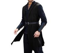 YOSUWOAI Cavaliere medievale tunica gotica crociata del tempio LARP cospaly rinascimentale vittoriano Halloween feste costume senza maniche camicia medievale con cappuccio vichingo