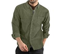 YOSUWOAI Cord - Camicia da uomo con bottoni, per il tempo libero, a maniche lunghe, casual, da lavoro, in tinta unita, per autunno e inverno, morbida, in corduroy, comoda, O verde dell'esercito, M