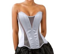 YOSUWOAI Corsetto da donna per snellire il corpo, con pizzo, cintura addominale, per dimagrire la vita, corpetto intero, corsetto gotico, vintage, corpetto, O bianco., L