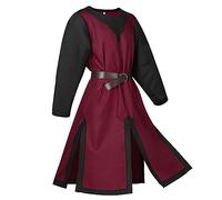 YOSUWOAI Costume da cavaliere da uomo, medievale, cavaliere del tempio, cavaliere del tempio vichingo, cosplay, elegante tunica per carnevale, Halloween, feste, stile gotico, vintage, camicia