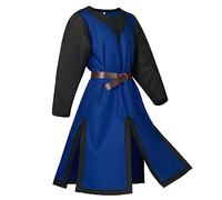 YOSUWOAI Costume da cavaliere da uomo, medievale, cavaliere del tempio, cavaliere del tempio vichingo, cosplay, elegante tunica per carnevale, Halloween, feste, stile gotico, vintage, camicia