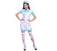 YOSUWOAI Costume da infermiera zombie, Halloween, da donna, con grembiule e cappello, per donne, costume sanguinoso con sangue, per Halloween, carnevale, cosplay, feste