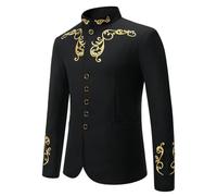 YOSUWOAI Costume da principe da uomo blazer vintage con colletto rialzato da sposa con ricamo gotico steampunk frack cappotto con abbottonatura uomo smoking festivo abito medievale vittoriano, O