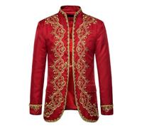 YOSUWOAI Costume da Principe Vintage Vittoriano Blazer Stile Cortese Costume Steampunk Cappotto Uomo Smoking Festa Medievale Retro Giacca Punk Abbigliamento Carnevale Vestito, O rosso., XL