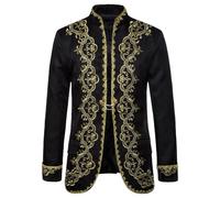 YOSUWOAI Costume da Principe Vintage Vittoriano Blazer Stile Cortese Costume Steampunk Cappotto Uomo Smoking Festa Medievale Retro Giacca Punk Abbigliamento Carnevale Vestito, O nero., XXL