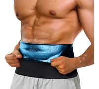 YOSUWOAI Fascia addominale modellante elastico per la pancia, in pelle, da uomo, a compressione, per il fitness, per il sudore, per la sauna, per l'allenamento, O blu., S