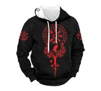 YOSUWOAI Felpa con cappuccio da uomo con cappuccio vichingo, design medievale, mitologia nordica, con cappuccio e tasca, O nero., 5XL