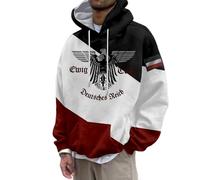 YOSUWOAI Felpa con cappuccio da uomo della Germania, con stampa aquila tedesca, felpa sportiva, oversize, classica, a maniche lunghe, con bandiera della Germania, B nero, XXL