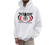 YOSUWOAI Felpa con cappuccio da uomo della Germania, con stampa aquila tedesca, felpa sportiva, oversize, classica, a maniche lunghe, con bandiera della Germania, G bianco., XXL