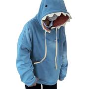 YOSUWOAI Felpa da donna con cappuccio, a maniche lunghe, stile kawaii, a forma di squalo, con cappuccio, per autunno e inverno, a maniche lunghe, per lo sport, O blu., 3XL