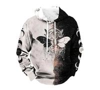YOSUWOAI Felpa medievale retrò da uomo Viking Tattoo 3D con cappuccio a maniche lunghe, mitologia nordica, streetwear, casual, con cappuccio gotico, R grigio., 5XL