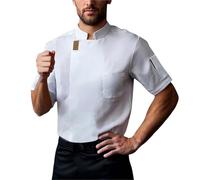 YOSUWOAI Giacca da cuoco da uomo a maniche corte uniforme da cucina tinta unita giacca da forno chef abbigliamento classico ristorante uniforme da lavoro abbigliamento da cucina personalizzato camicia